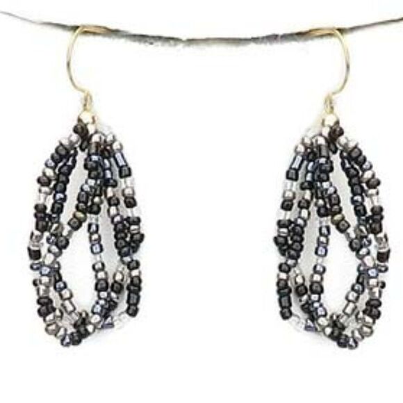 Multi Strand Black Seed Beaded Necklace Set - Picture 3 of 7